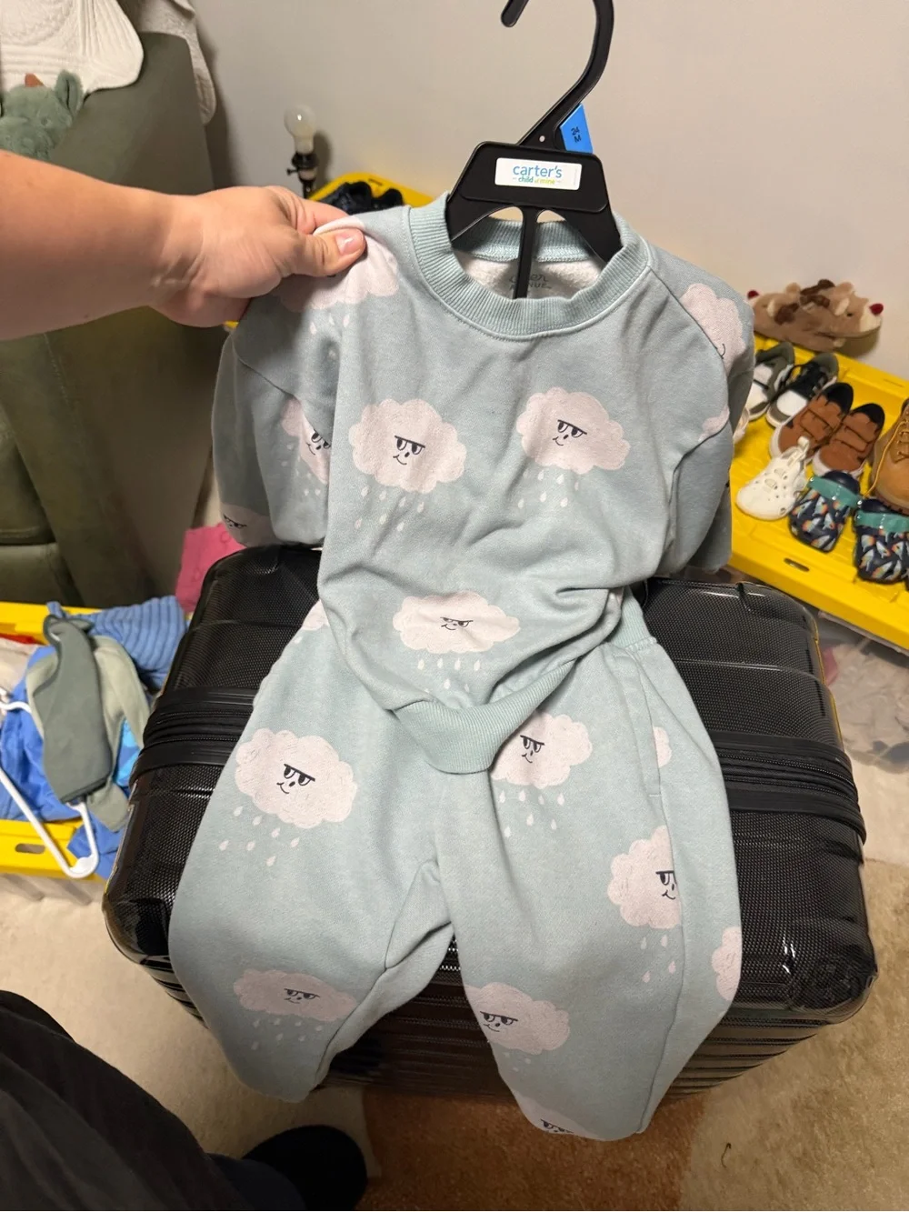 Kids Otter Avenue Cloud Print Pajama Set - Mint- 2T